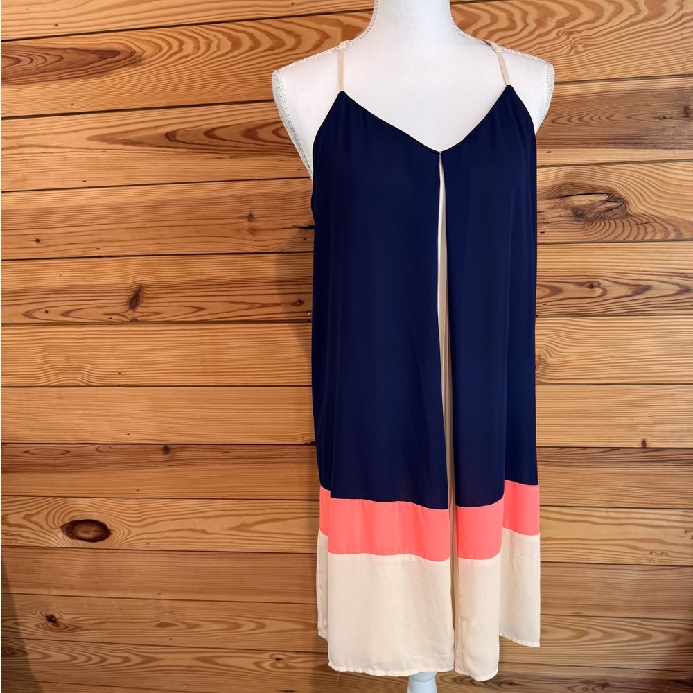 fab'rik Navy and Coral Mini Dress